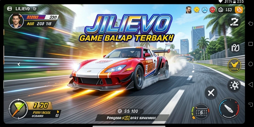 Tangkapan layar menampilkan aksi balapan cepat dalam JILIEVO.