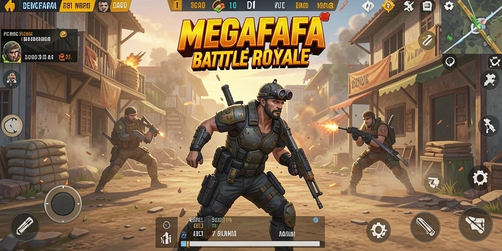 Tampilan gameplay memukau dalam pertempuran Battle Royale MEGAFAFA.