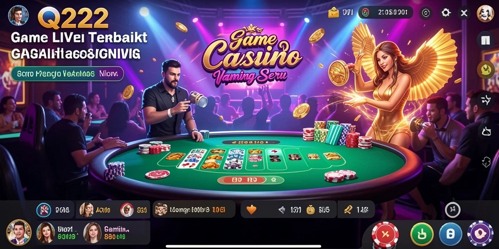 Gambar menampilkan dealer profesional dan pemain aktif di meja Live Casino.